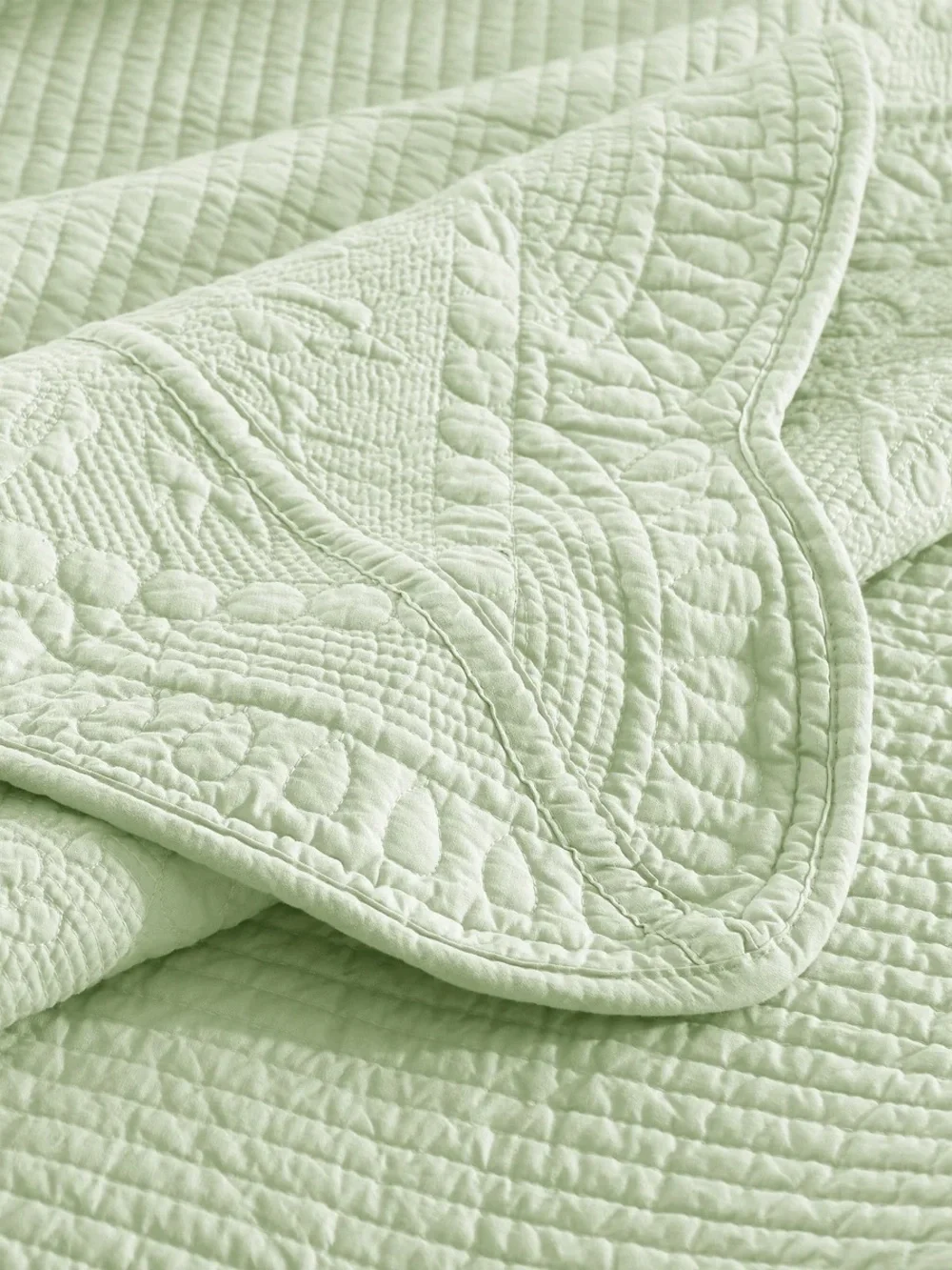 Light Green 3 piece king/cal king 100% cotton Quilted Bedspread Set - 3-Piece